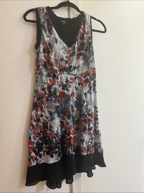 Simply Vera Vera Wang Floral V-Neck Sleeveless Dress - Black, Rust, Blue